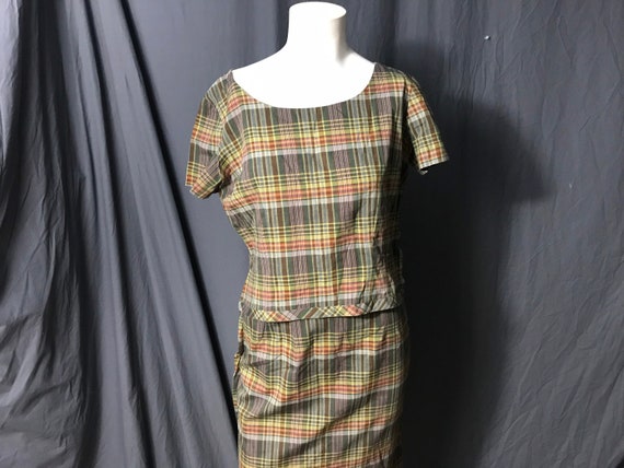 Vintage 1950’s plaid skirt and top S - image 1