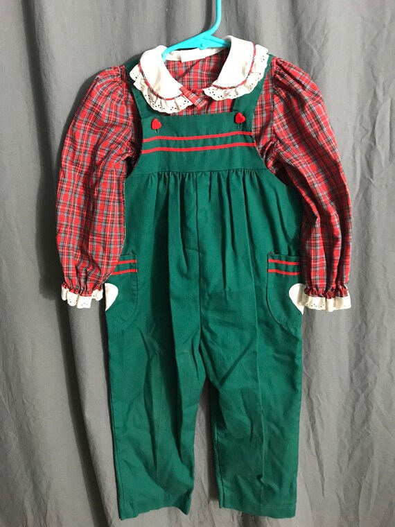 Vintage 80’s Bryan & Co baby girls overalls and s… - image 2