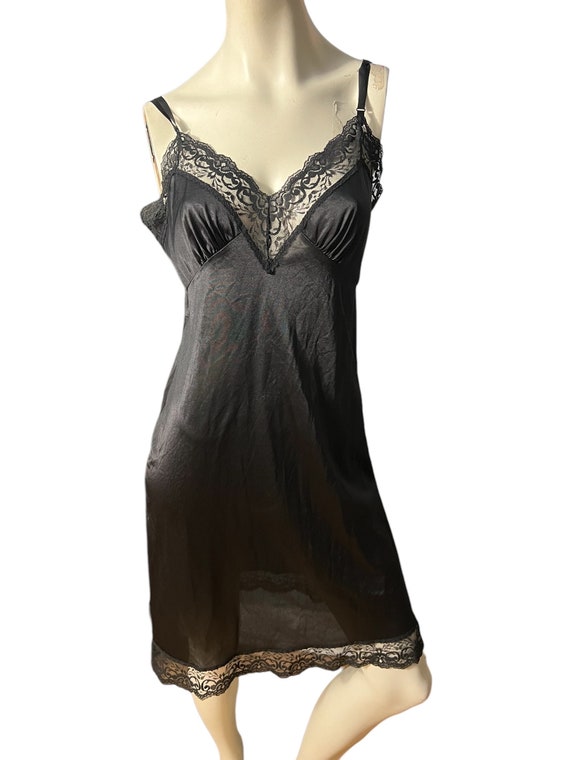 Vintage black slip 36 lingerie - image 2