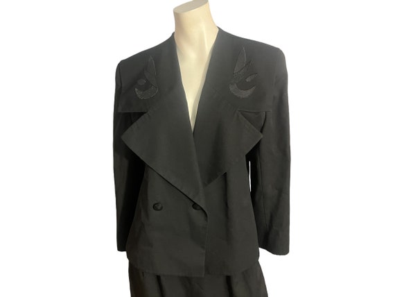 Vintage 80's black skirt suit 16 Laura Winston - image 1
