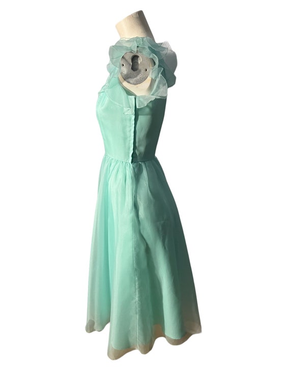 Vintage 60's turquoise party dress S - image 3