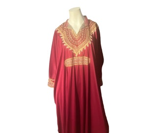 Caftan caftan vintage 70's bordeaux et doré L