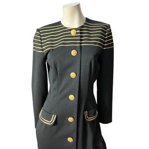 Vintage 80&#39;s black & gold dress 10 Leslie Fay