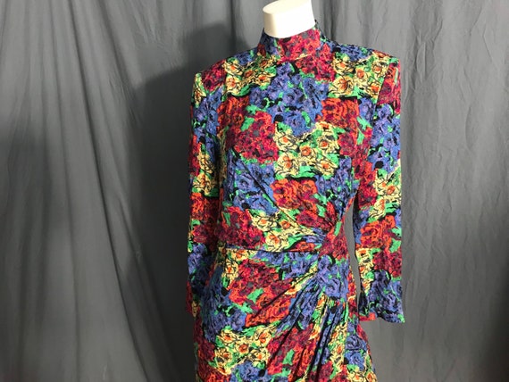 Vintage 1980’s Julie Francis 40’s style silk dres… - image 1