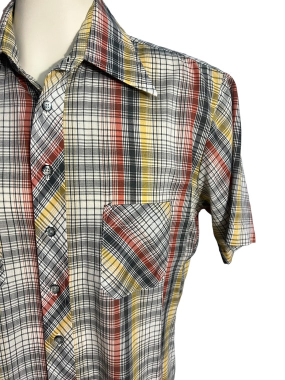 Vintage 70's plaid Arrow button up shirt L - image 3