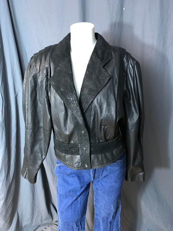 Vintage 1980’s black leather jacket M - image 2