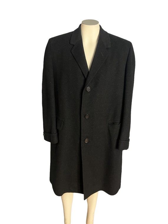 Vintage 50's cashmere black men's overcoat - image 2
