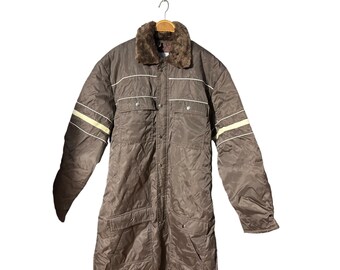 Vintage 70s Documented Sears Quilted Puffy Coveralls Work N