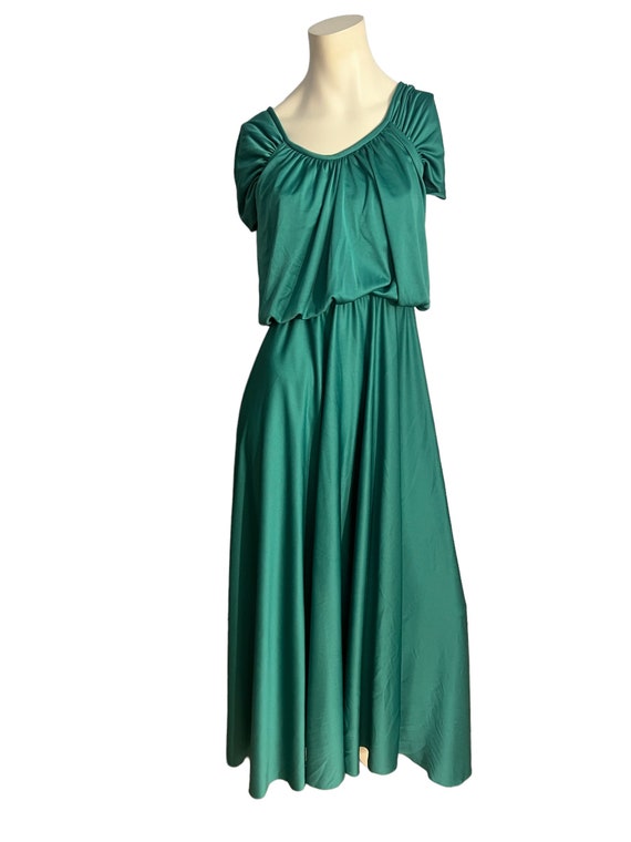 Vintage 70's green long maxi dress M - image 2