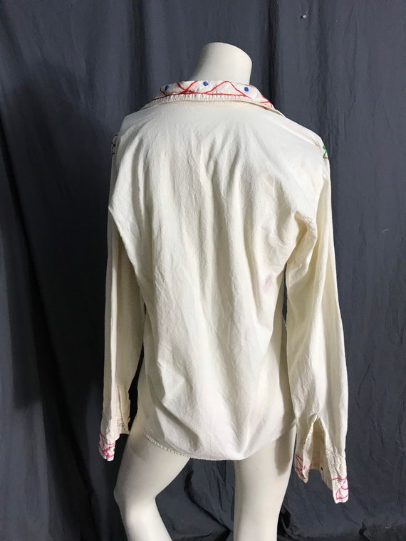 Vintage 70’s embroidered Mexican shirt M/L - image 4