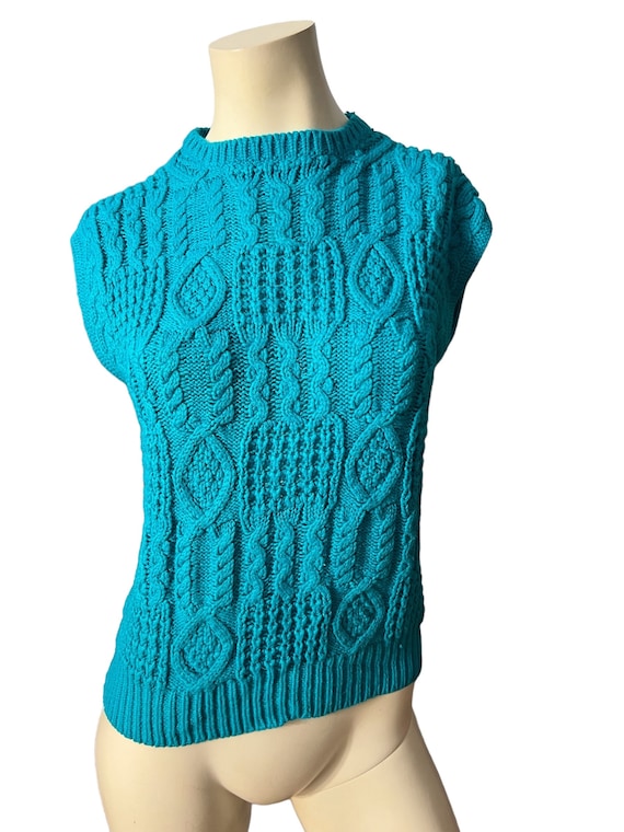 Vintage 80's turquoise sweater top S Stevemor - image 2