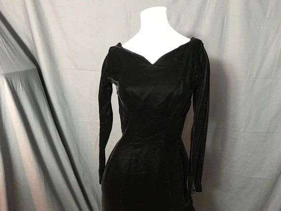 Vintage Black Velvet Gigi Young 1950's Dress S