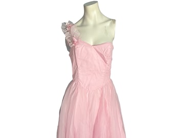 Vestido de fiesta vintage de gasa rosa de los años 60, talla M y L.