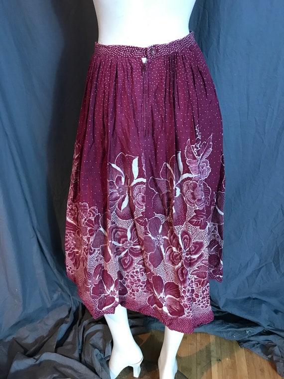 Vintage cotton batik full midi skirt S - image 4