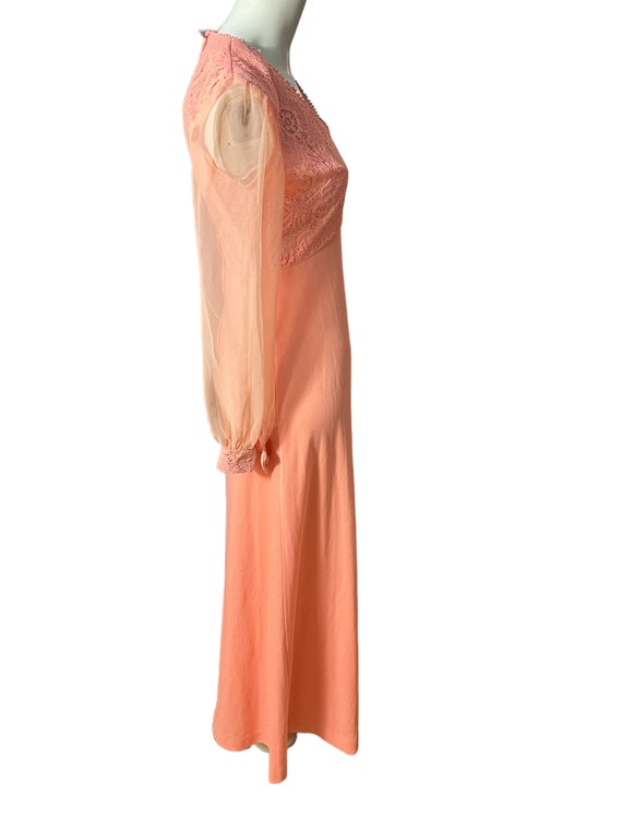 Vintage 70's peach maxi dress M - image 4