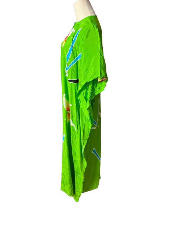 Vintage green batik caftan dress M L - image 5