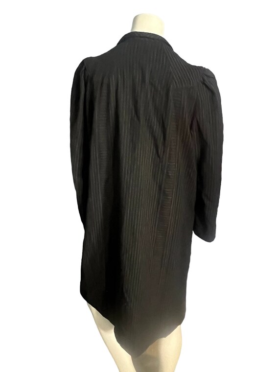 Vintage 40's 50's long rayon jacket L black pinst… - image 7