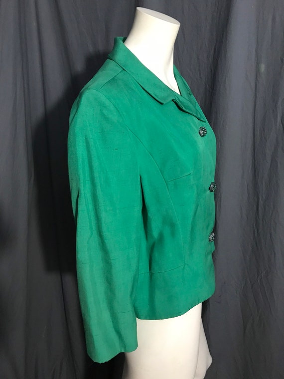 Vintage Kelly green 50's short dress jacket L - image 5