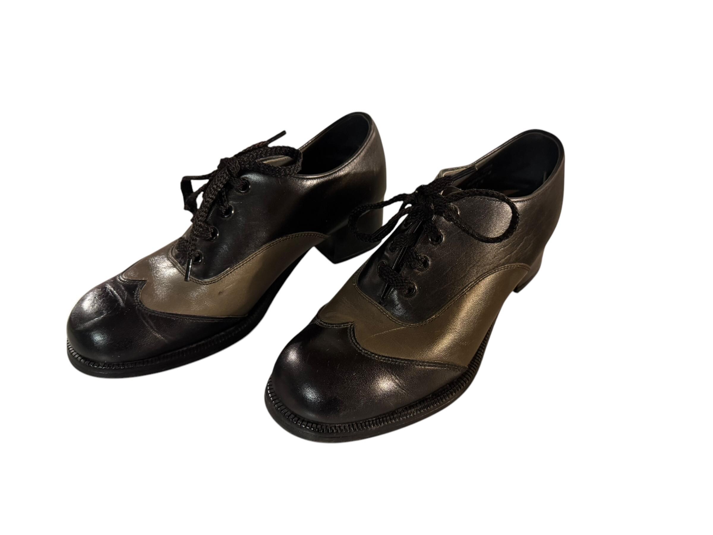 VTG 1970’s Black Wingtip Platform Shoes 6.5 EE Fab Vintage 1970s 70 main image 4