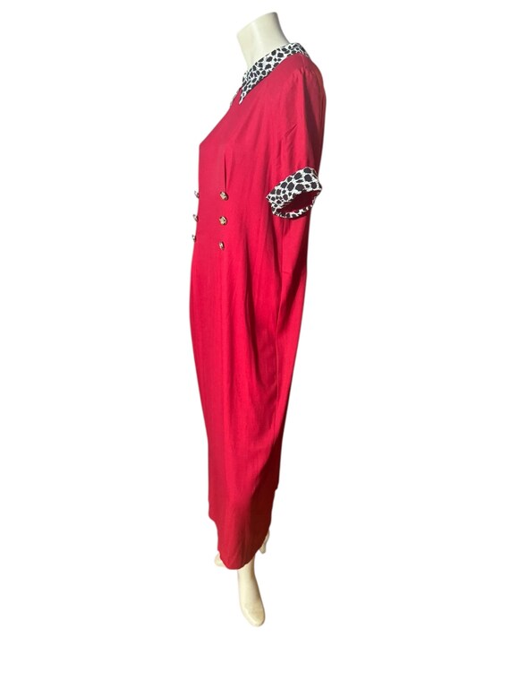 Vintage red 80's leopard collar dress L 12 Leni Leni View 6