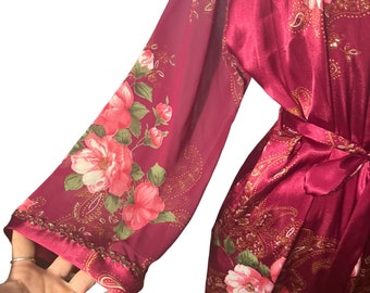 Vintage 80's Robe Pink Floral S California Dynasty - Etsy