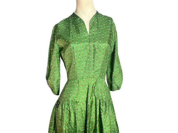 Vintage green 40's 50's dress M - image 1