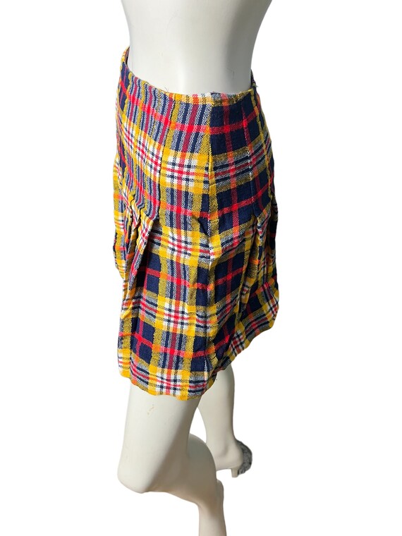 Vintage 60's plaid mini skirt S handmade - image 5