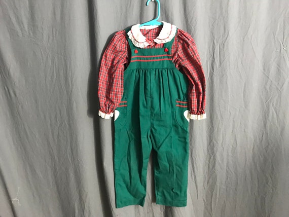 Vintage 80’s Bryan & Co baby girls overalls and s… - image 1