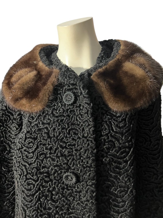 Vintage 60's black lambs coat Astrakin M - image 3