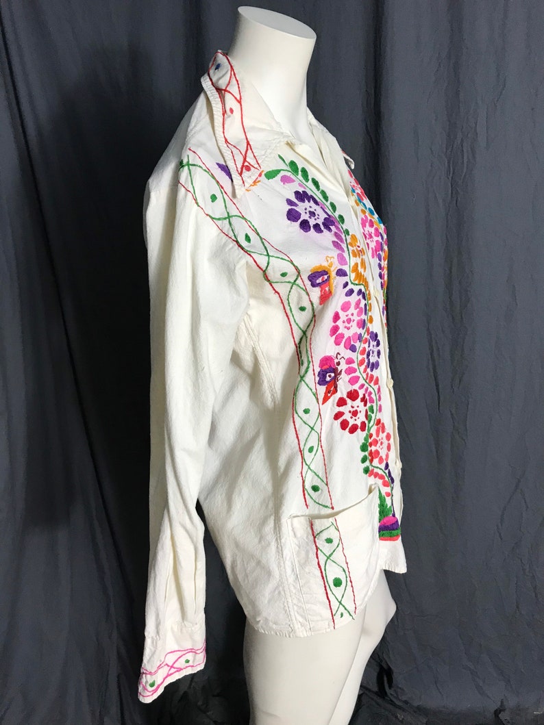 Vintage 70s embroidered Mexican shirt M/L image 5