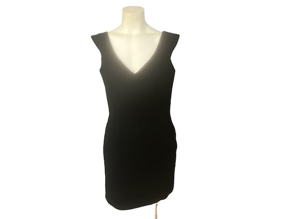 Vintage 80's black velvet Victor Costa dress 14 L - image 1