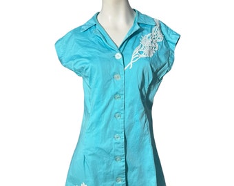 Vintage 50's style dress L turquoise