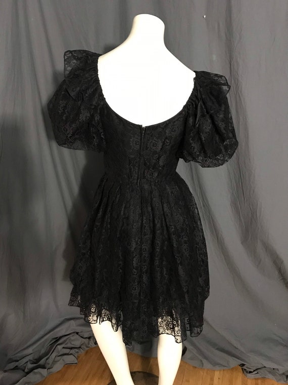 Vintage black lace full circle square dance dress… - image 4