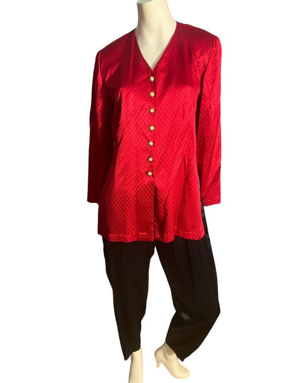Vintage 80's deadstock red & black tunic suit set… - image 2