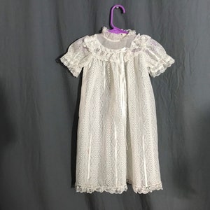 Vintage 1960’s 70’s white long lace baby dress 0-6 months
