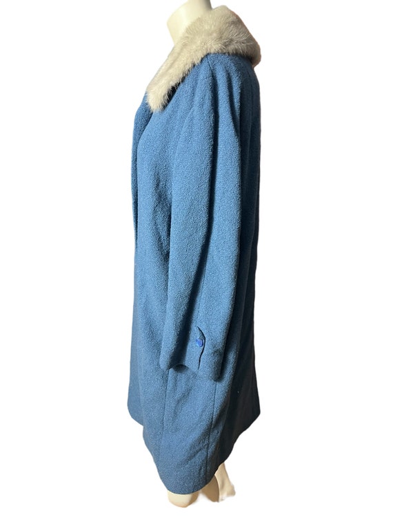 Vintage 50’s blue fur collar coat M L - image 6