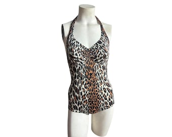 Vintage 60's Vanity Fair leopard bathing suit S 32C