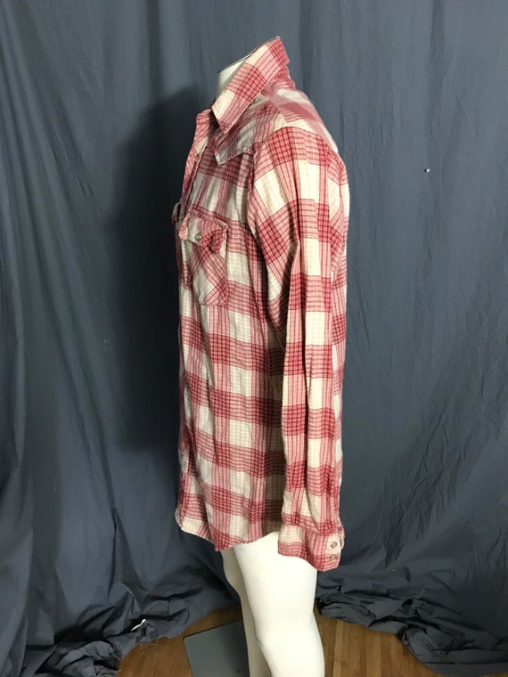 Vintage JCPenney flannel cowboy western plaid shi… - image 4