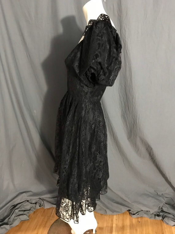 Vintage black lace full circle square dance dress… - image 6