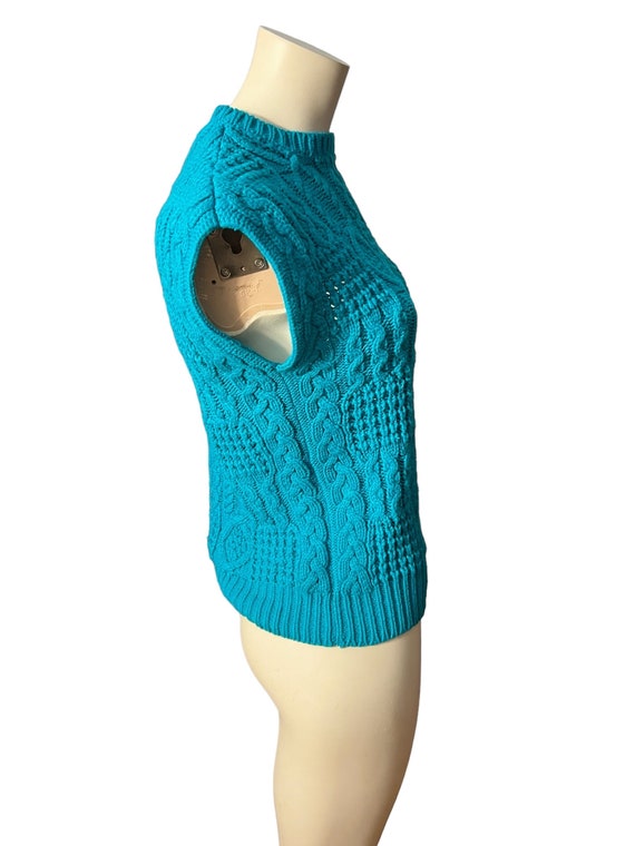 Vintage 80's turquoise sweater top S Stevemor - image 3