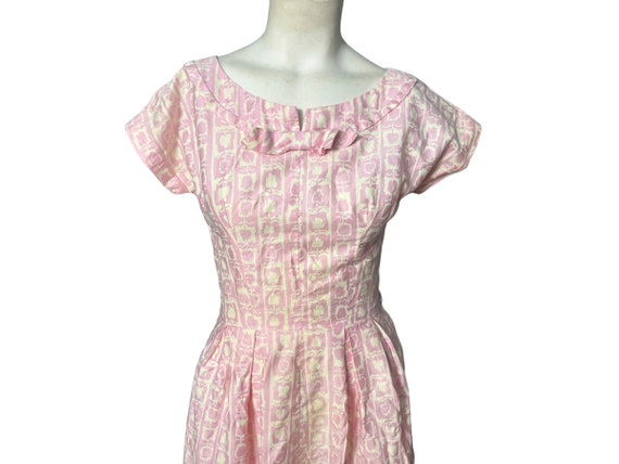 Vintage 50's pink cotton day dress S