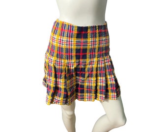 Mini saia xadrez vintage dos anos 60 feita à mão