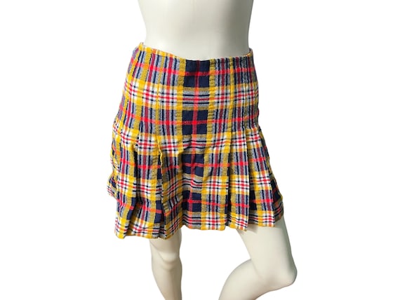Vintage 60's plaid mini skirt S handmade - image 1