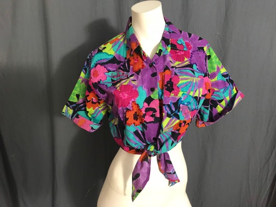 Vintage 1980’s Details Sportswear tropical croppe… - image 1