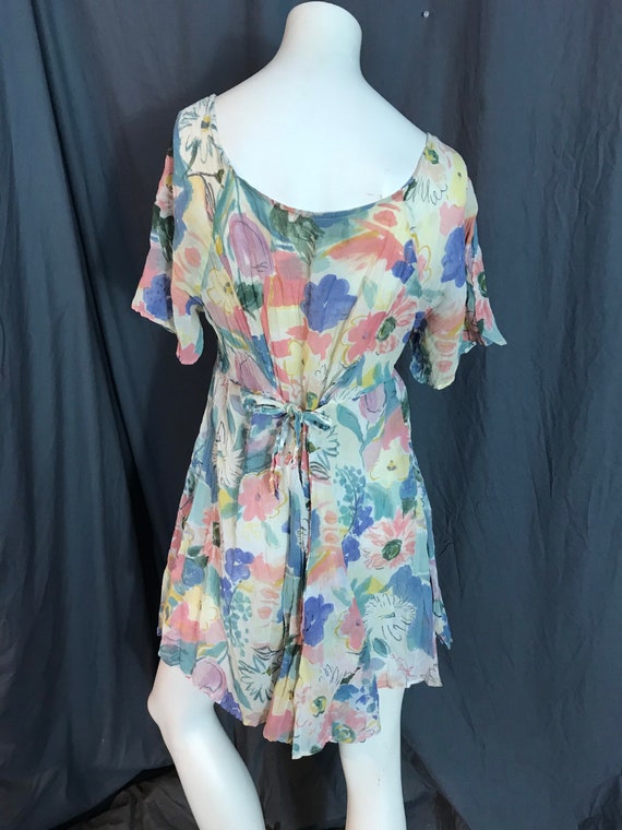 Vintage 1980’s Shok sheer floral babydoll dress L - image 5