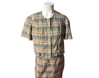Vintage 1950’s plaid skirt and top S