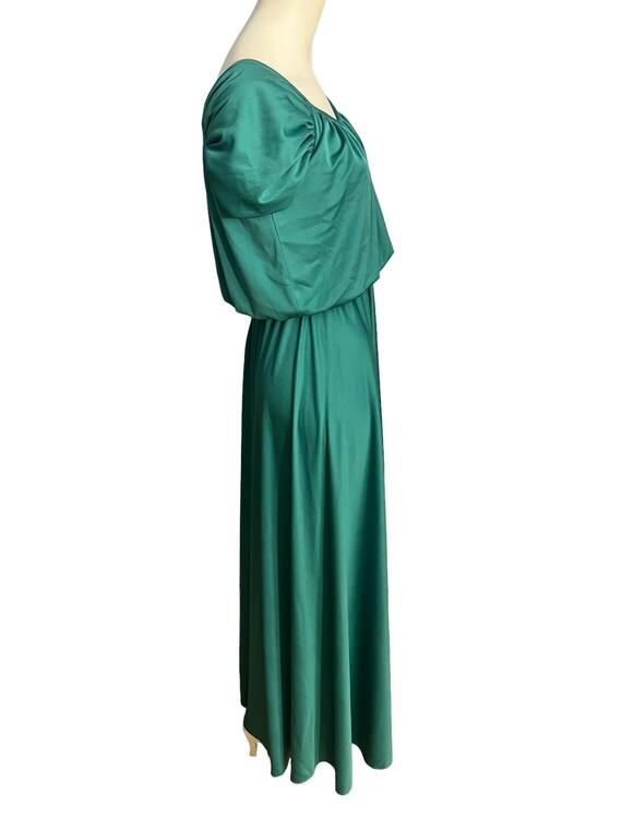 Vintage 70's green long maxi dress M - image 4