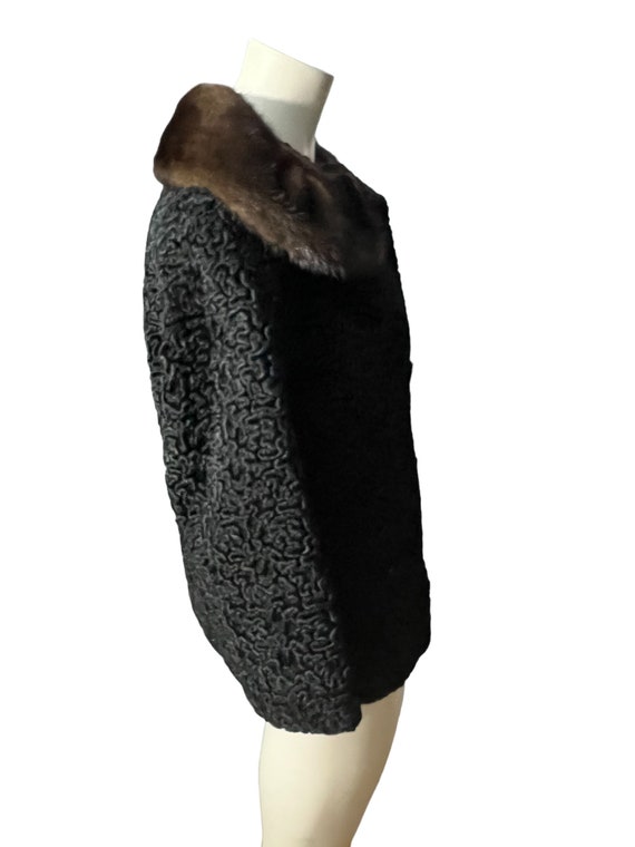 Vintage 60's black lambs coat Astrakin M - image 4