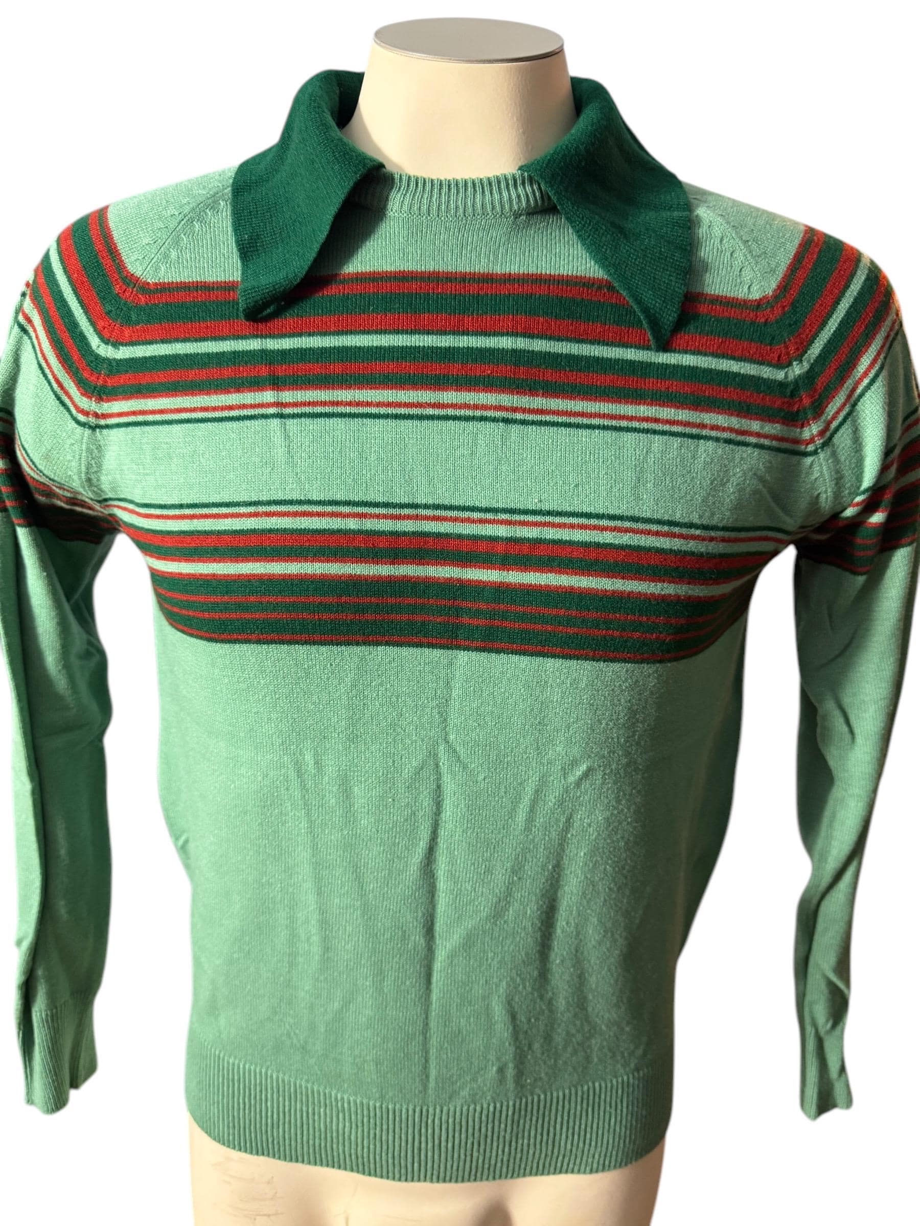 トップス 70s green Acryl knit made in USA Vintage 70's Men's Green Striped Sweater M - Etsy