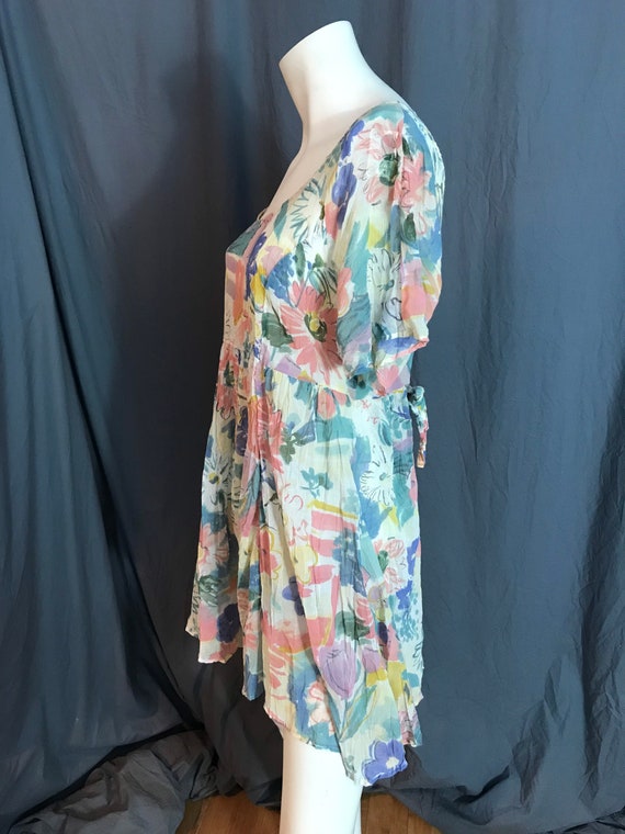 Vintage 1980’s Shok sheer floral babydoll dress L - image 7